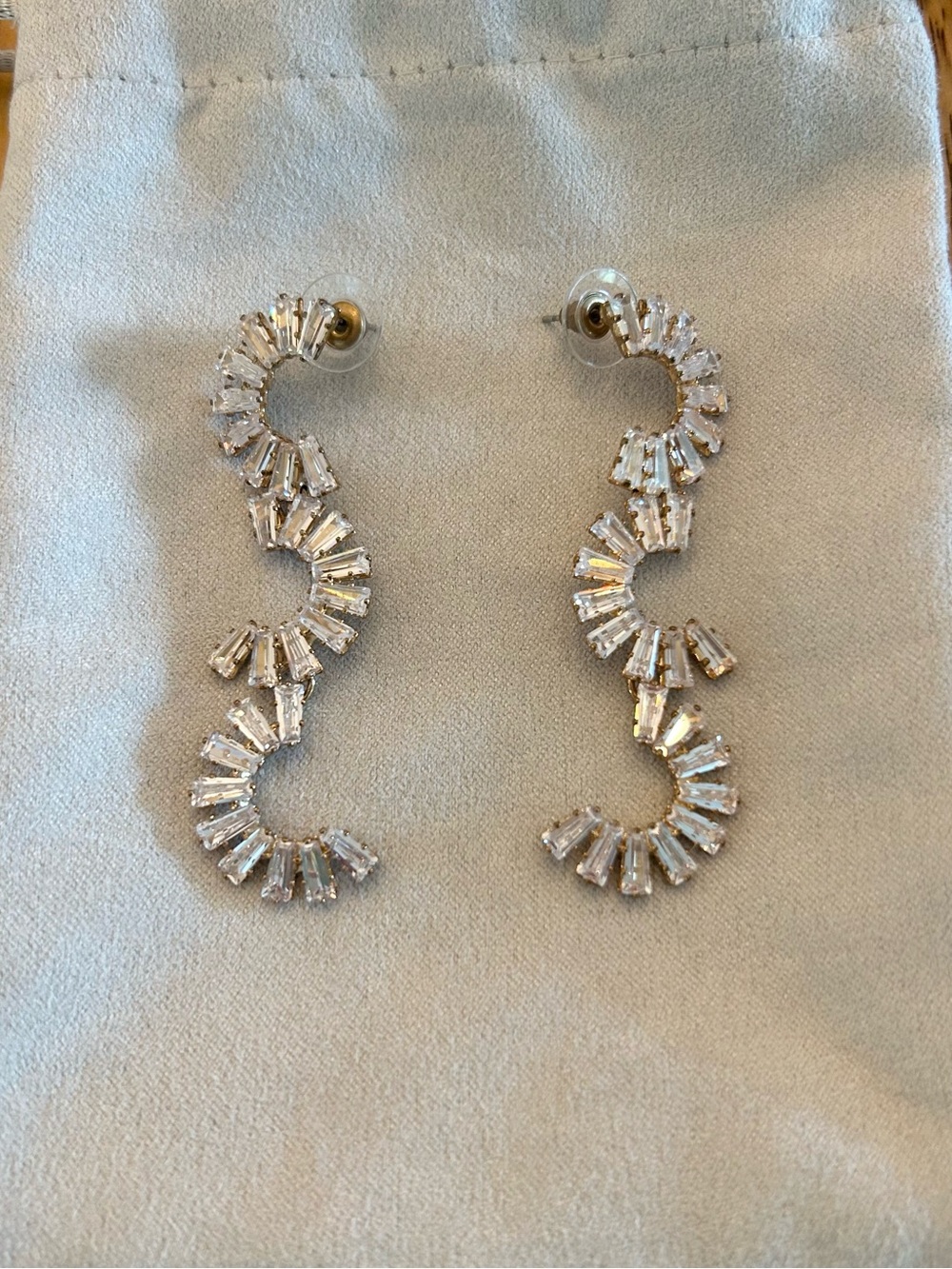 Silver Crystal Spiral Drop Earrings - Women Jewelry